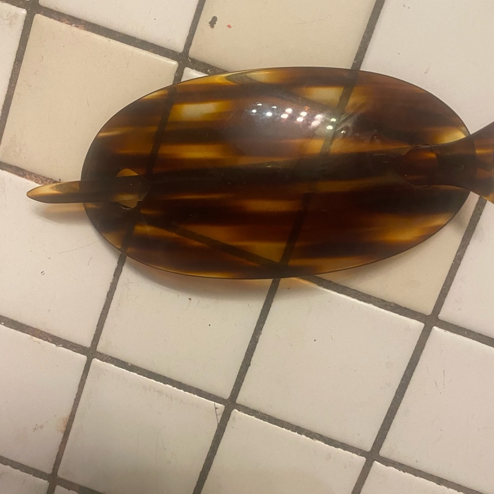 Vintage Tortoise Shell Fish hair accessory for bun Decor hair fasten slip.